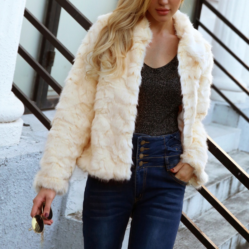 Áo Khoác Lông Giả Màu Trơn Kiểu Vintage Thời Trang Mùa Đông Ấm Áp Cho Nữ