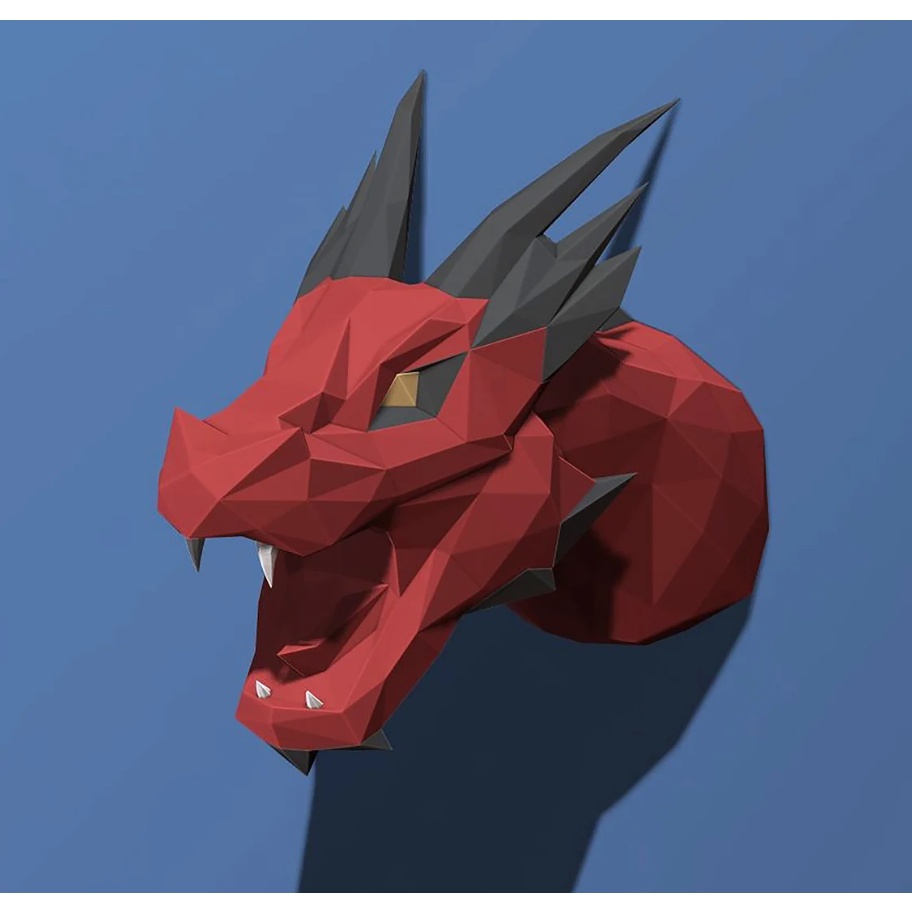 Mô hình Dragon 3D bằng giấy treo tường, bộ mô hình đầu rồng bằng giấy giá rẻ trang trí nhà cửa