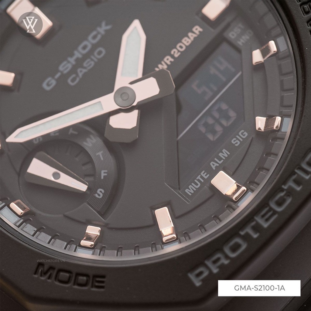Đồng Hồ Điện Tử Nam Casio G-Shock WATCHSTORE GMA-S2100-1ADR Thiết Kế Mặt Kính Khoáng 43mm, Vỏ Và Dây Nhựa Bền Bỉ