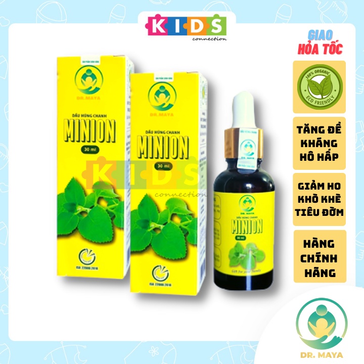 Combo 2 chai Dầu húng chanh Minion giảm ho, tiêu đờm, khò khè, tăng đề kháng 30ml