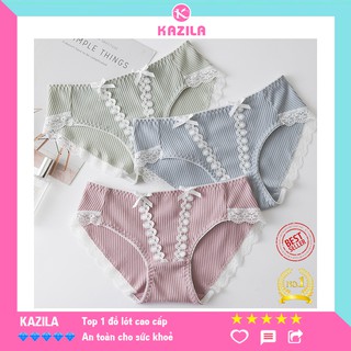 Quần lót nữ cotton dễ thương ren nơ freesize, quần lót ren trang trí đáng yêu Kazila QLH16