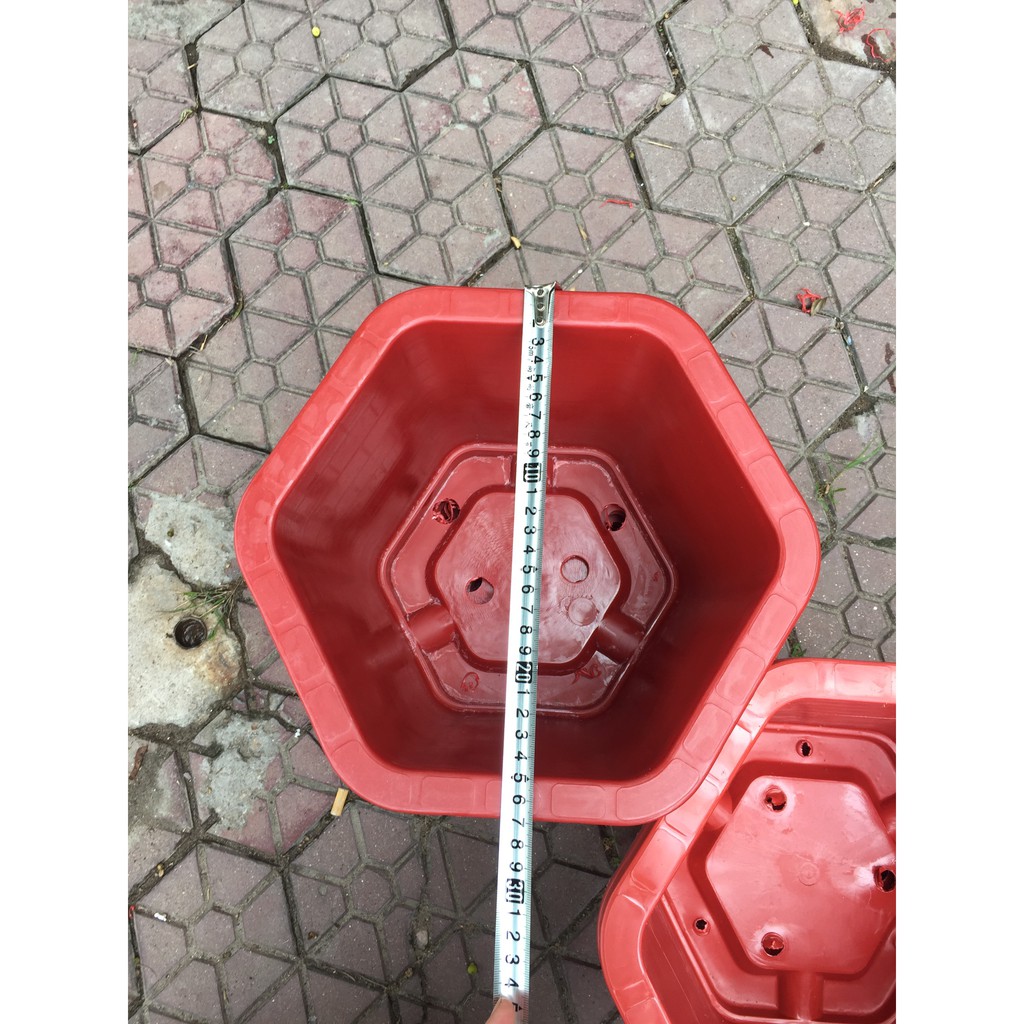 Chậu nhựa trồng cây, trồng hoa hồng loại 1 dày, đường kính 25~35cm, chau lục giác màu nâu đỏ hàng giá sỉ tận xưởng