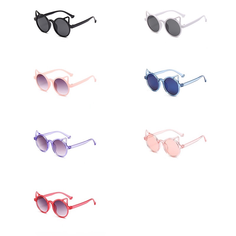 Kính mát gọng trong suốt kiểu mắt mèo dễ thương phong cách Hàn Quốc xinh xắn dành cho bé trai và bé gái