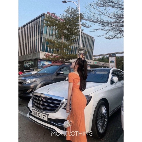 Đầm body xoắn lưng tay ngắn 04