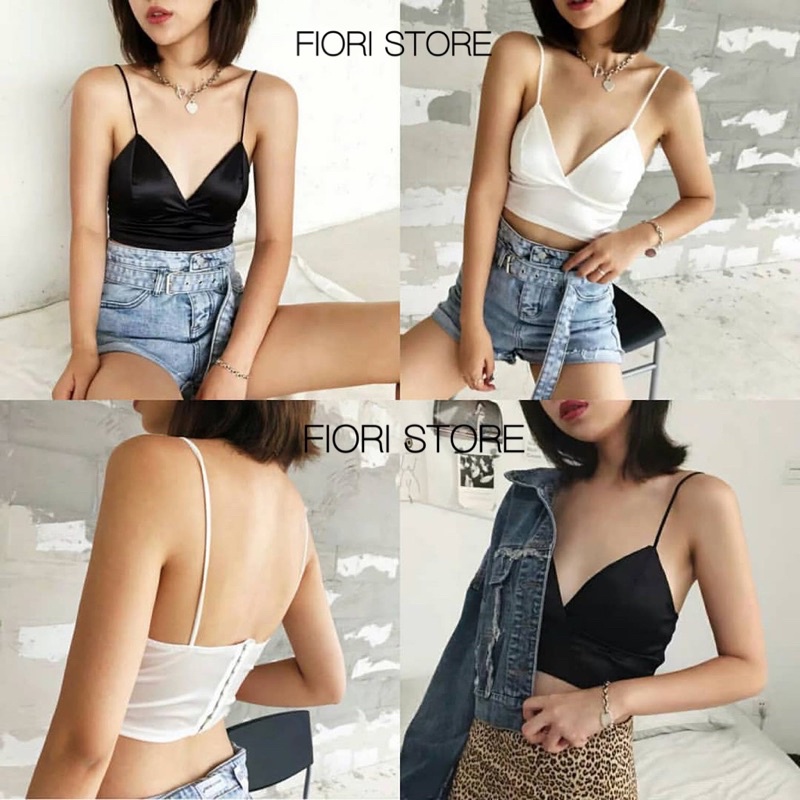 Áo bra phi lụa hai dây cài sau lưng, mặc lót trong áo vest/sơ mi, Có Mút BR90- 189 -2M FIORI STORE