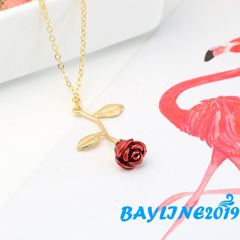 Dây Chuyền Mạ Vàng Mặt Hình Hoa Hồng Lãng Mạn Cho Nữ