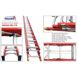 Thang cách điện ba đoạn Nikawa NKL-110, 1100cm