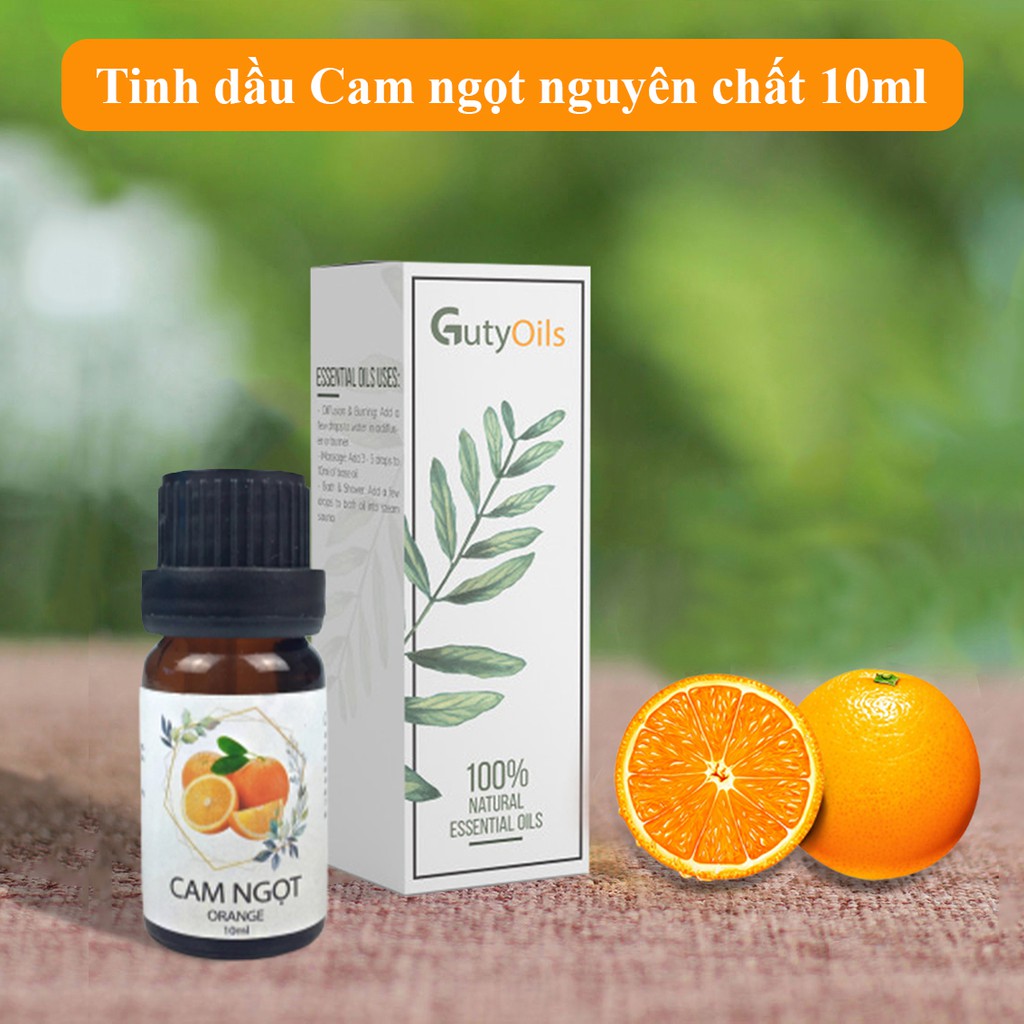 Tinh dầu cam ngọt nguyên chất Guty Oils giúp tăng cường hệ miễn dịch, ngủ ngon, giảm stress dùng trong massage - Lọ 10ml