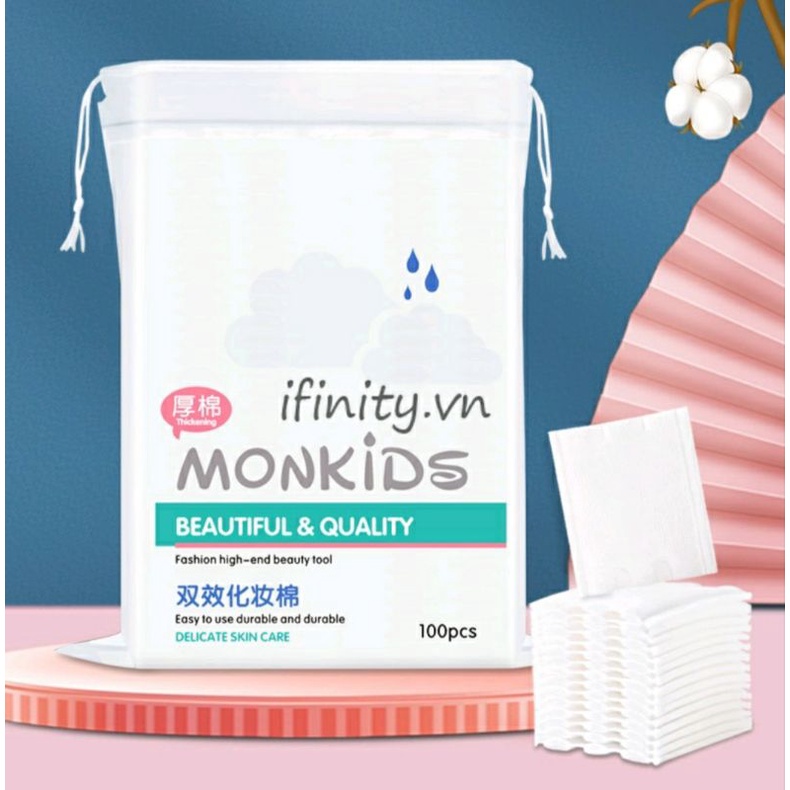 Bông tẩy trang Monkids 100 miếng