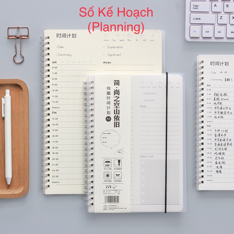 Sổ Tay lò xo Tiện Dụng (Size A6/A5/B5/A4) - 160 trang (80 tờ) luôn bìa - Tập / Vở