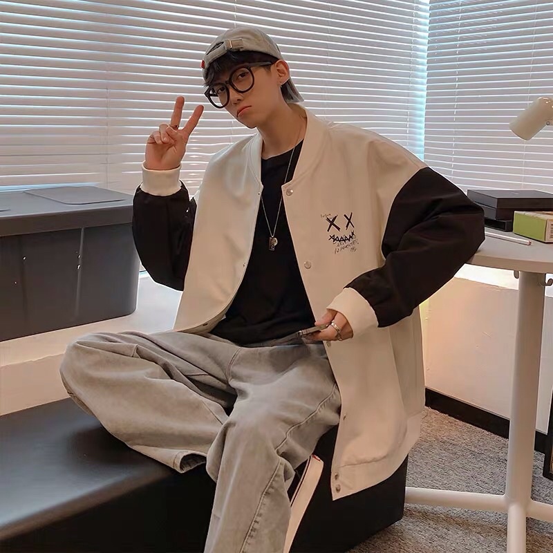 Áo khoác bóng chày bomber kaki da lộn dạ 2 lớp unisex ulzzang nam nữ