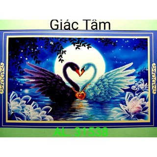 Tranh HỒ THIÊN NGA HOA SEN - 85x50cm - AL.31538 AL31538 - TRÁI TIM TÌNH YÊU BÔNG - tranh thành phẩm