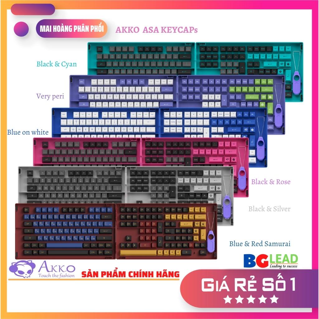 [Chính hãng] Bộ keycap cho bàn phím cơ AKKO ASA Red &amp; Blue Samurai | Black&amp;Silver| Black&amp;Cyan| Black&amp;Rose| Blue on White