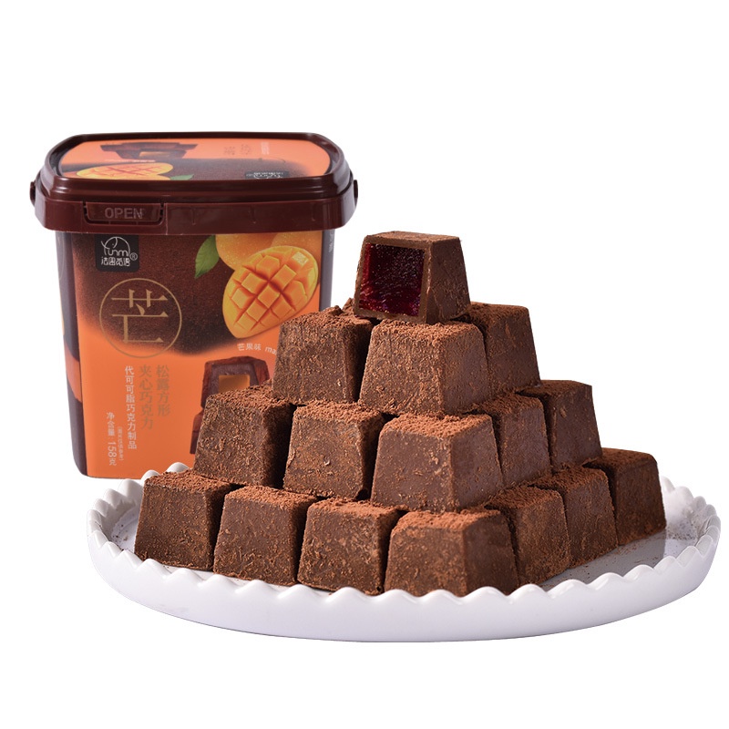 Combo 1 hộp Kẹo Socola đen Truffle Hình vuông 158g món ăn tráng miệng trà chiều 3 vị siêu ngon