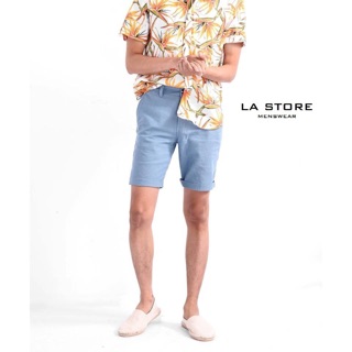 Quần Short linen màu xanh + xám