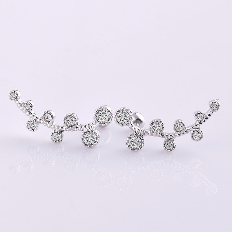 Cặp bông tai phối đá pha lê trang nhã cho nữ