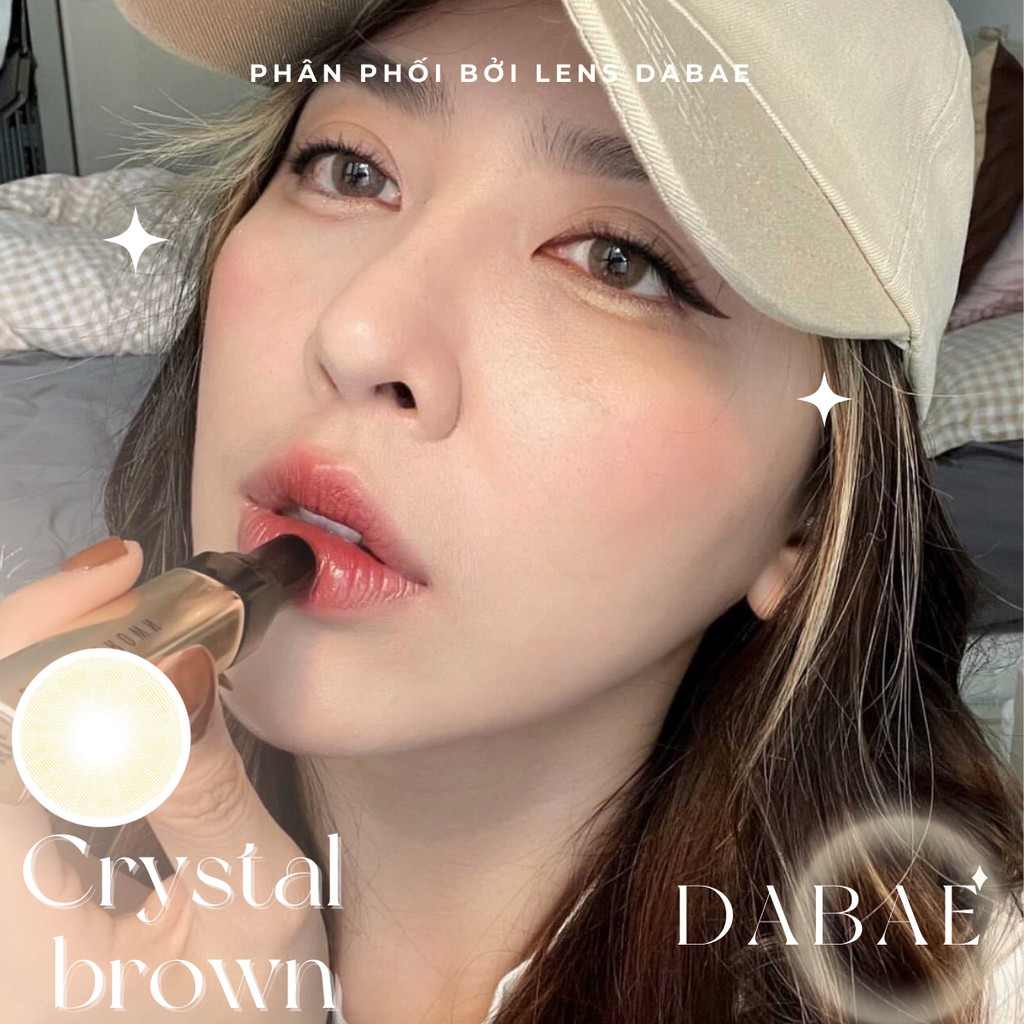 Kính áp tròng Hàn Quốc nâu vàng tự nhiên, PC Hydrogel, Crystal Brown có cận