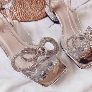 Giày sandal nơ đính đá 5p.
