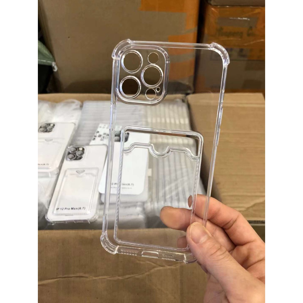 Ốp Điện Thoại Trong Suốt, Chống Sốc, Có Ngăn Đựng Thẻ Dành Cho Iphone 7,8plus,X/Xs/XSMax/11/11Pro/11promax/12..