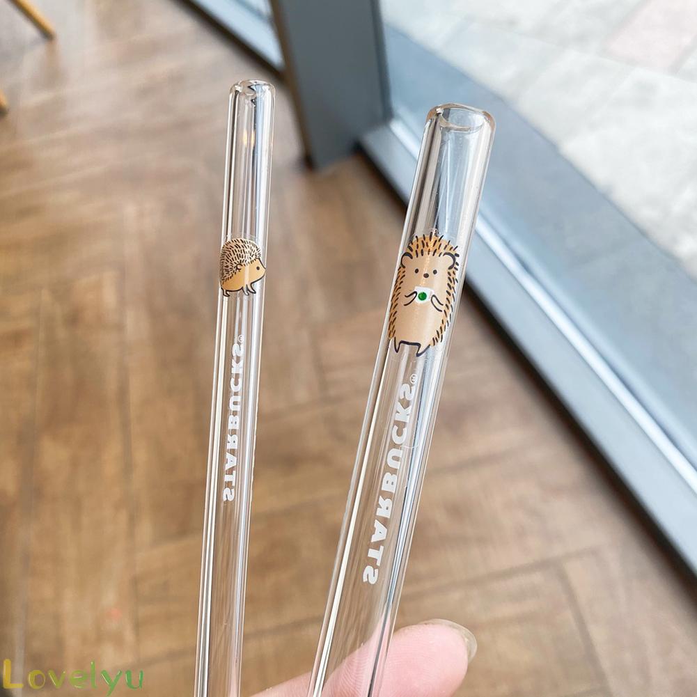◀READY▶Starbucks Taiwan Hedgehog Reusable Drinking Straw with Straw Brush Bag Cartoon Cute# Good Quality