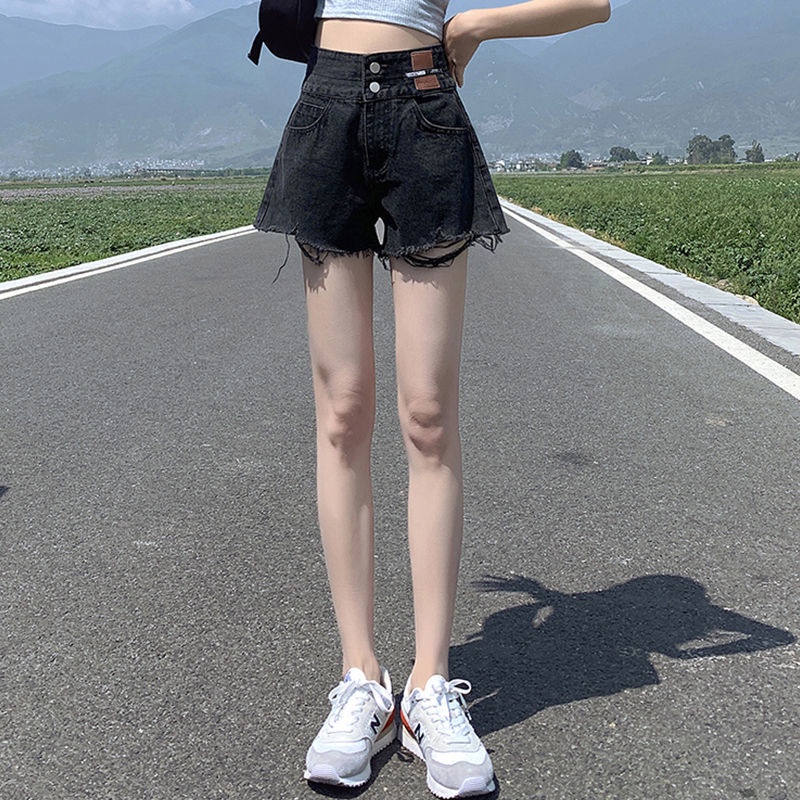Quần Short Denim Lưng Cao Ống Rộng Thời Trang Dành Cho Nữ
