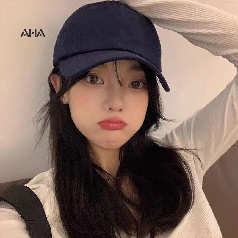 Mũ lưỡi trai AHA official mềm màu đen trơn phong cách Hàn Quốc dành cho nữ
