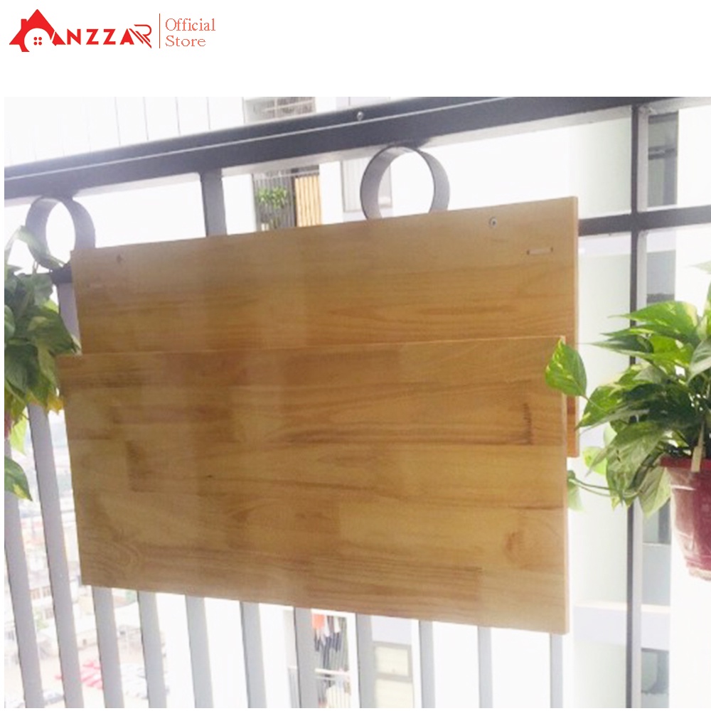 Bàn gỗ treo ban công gấp gọn chất liệu gỗ thông nhập khẩu cao cấp Anzzar BBC-04