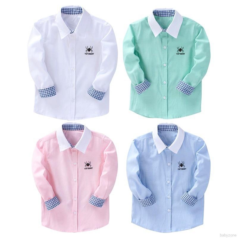 Áo sơ mi tay dài thêu hình chú nhện dễ thương cho bé