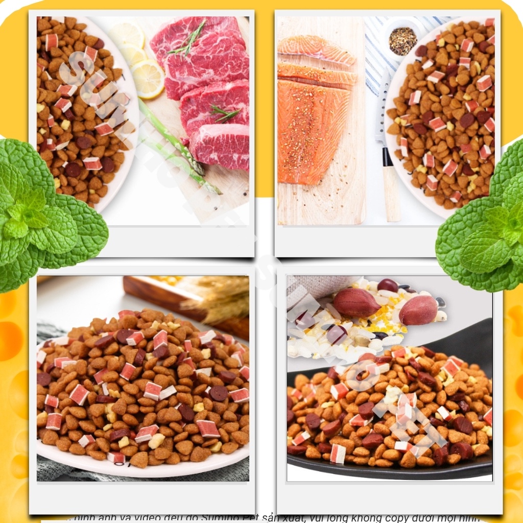 Hạt thức ăn cún cưng Captain (Túi 2.5Kg) trộn lẫn thịt bò, phô mai, cá hồi, rau củ