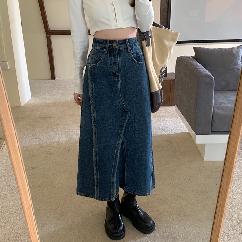 Chân Váy Denim Dáng Chữ a Lưng Cao Thời Trang 48884