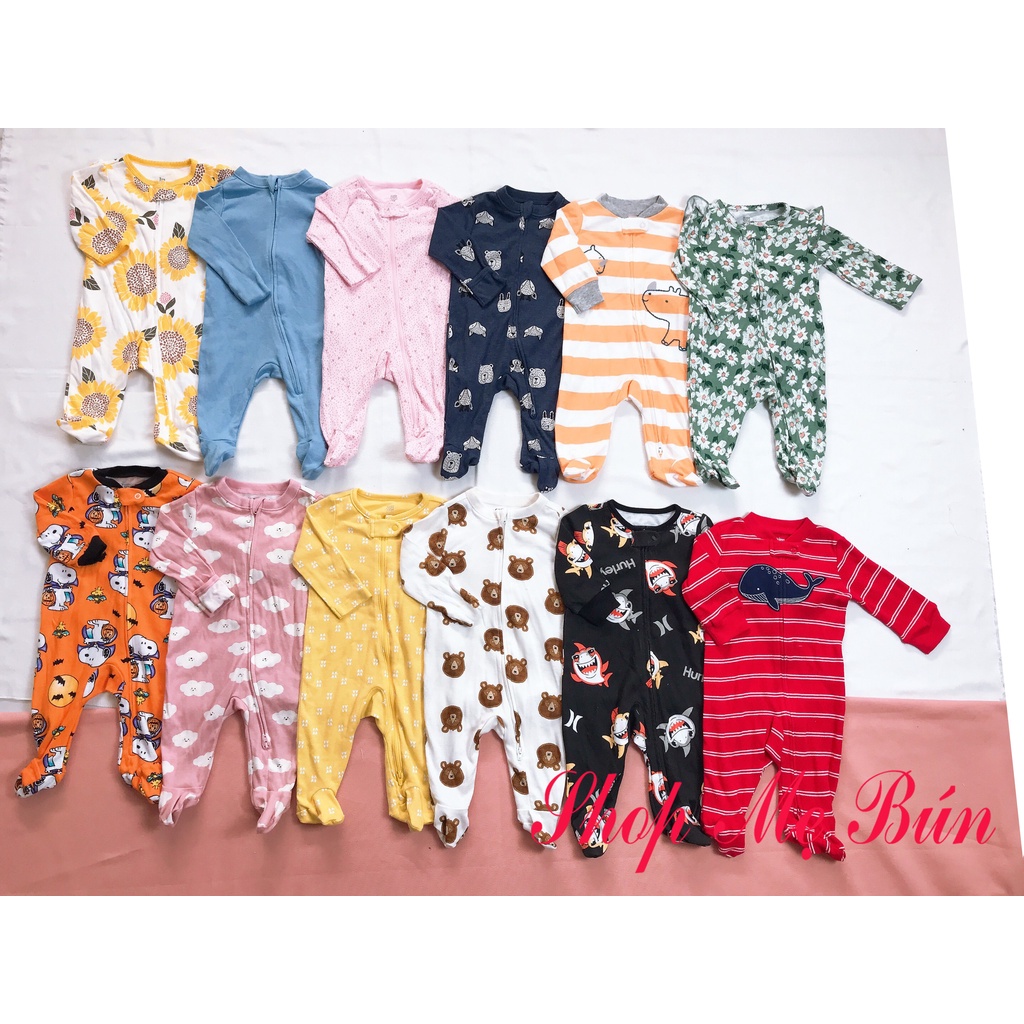 Bộ liền thân cotton cho bé, bodysleep bé trai bé gái hàng xuất dư xịn