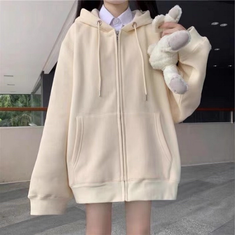 Áo khoác nỉ hoodie zip ,áo hoodie nam nữ form rộng chất nỉ bông 2 lớp trơn | BigBuy360 - bigbuy360.vn