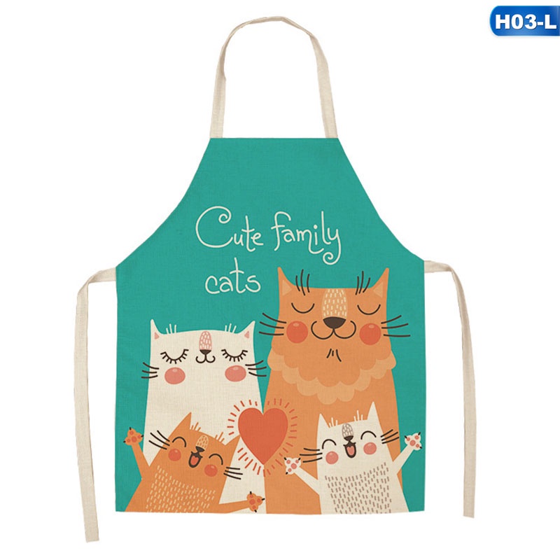 Tạp dề cotton chống nước in hình mèo hoạt hình
