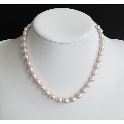Vòng Cổ Ngọc Trai Hạt Gạo Màu Trắng Size 8-9ly Độ Sáng 5A - Ngọc Trai Trường Thịnh