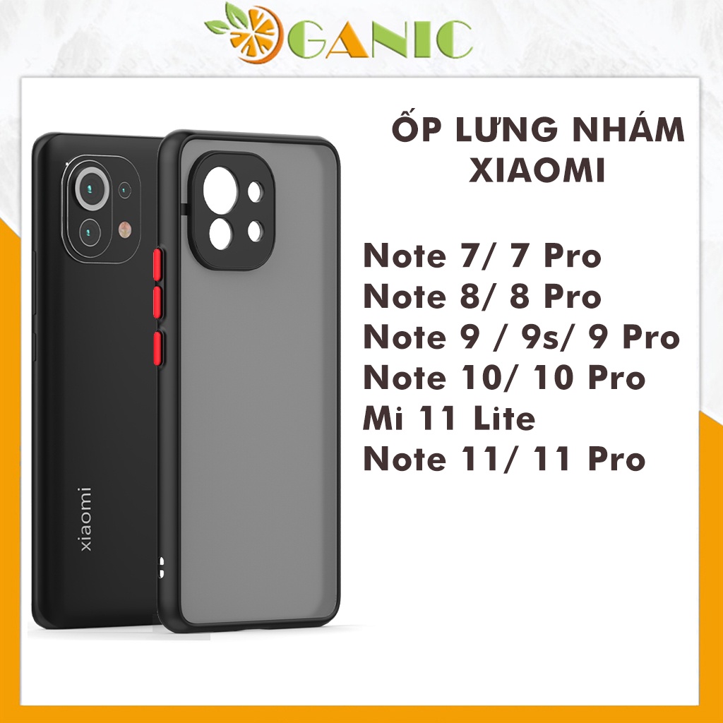 Ốp lưng Redmi Note 11 Pro Note 11s Note 7 Note 8 Note 9  Pro Note 9s Note 10 10s 9T 9A Mi 11 Lite 5G đen nhám [Basic]