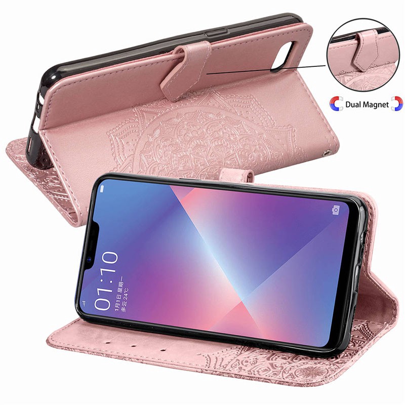 OPPO A3S R15 NEO AX5 Wallet PU Leather Flip Case 3D Embossed OPPO R15NEO A3S AX5 Phone Cover