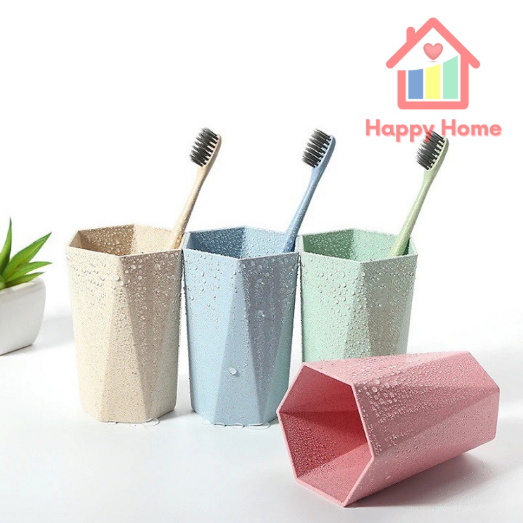 Cốc đánh răng, ly uống nước cho bé bằng nhựa lúa mạch Happy Home