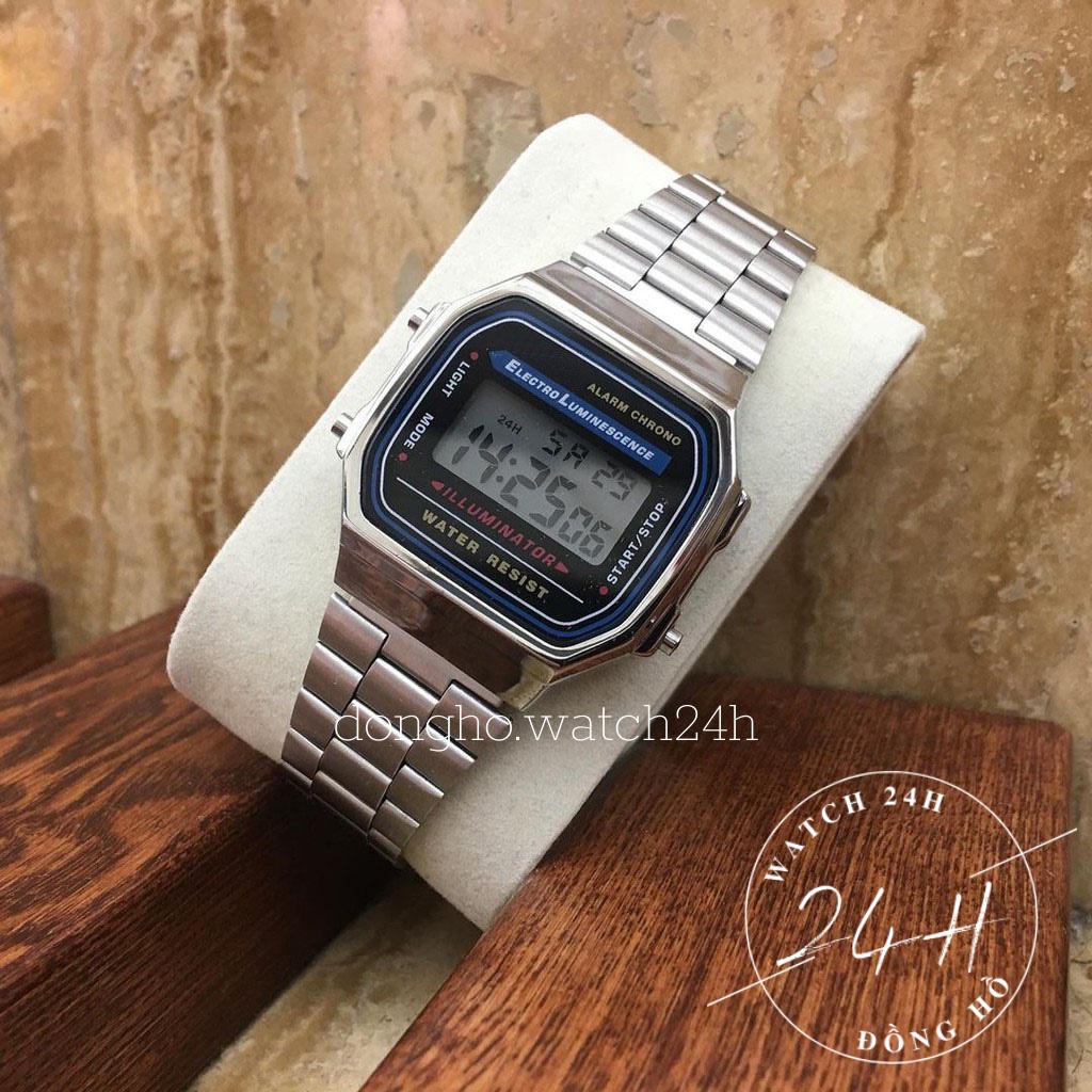 Đồng hồ nam , đồng hồ dây thép A168 , sang trọng full chức năng điện tử cho các chàng trai