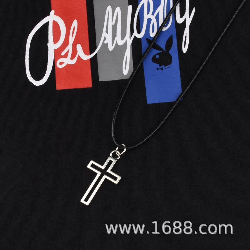 Vòng cổ Sợi Xích Mặt Hình Chữ Thập/ Mặt Trăng/ Chiếc Lá/ Hình Học Đơn Giản Phong Cách Hip hop Thời Trang Cho Nam Nữ