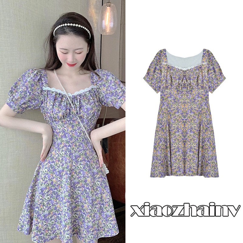 Xiaozhainv Đầm Ren Cổ Vuông Phong Cách Retro | BigBuy360 - bigbuy360.vn