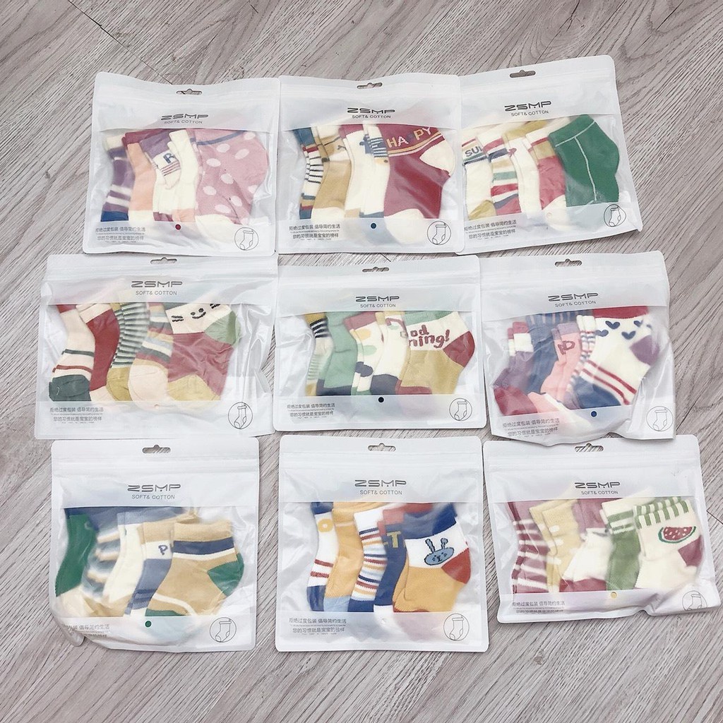 Set 5 đôi tất hoạt hình - mẫu thu đông