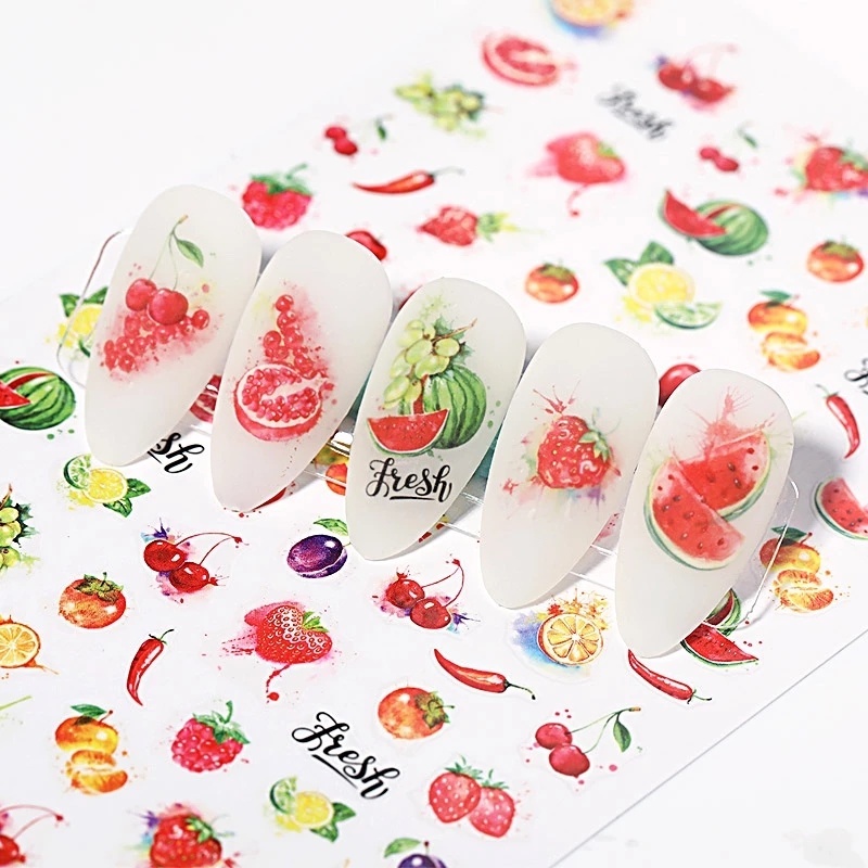 Miếng Dán Trang Trí Móng Tay Hình Trái Cây Xinh Xắn