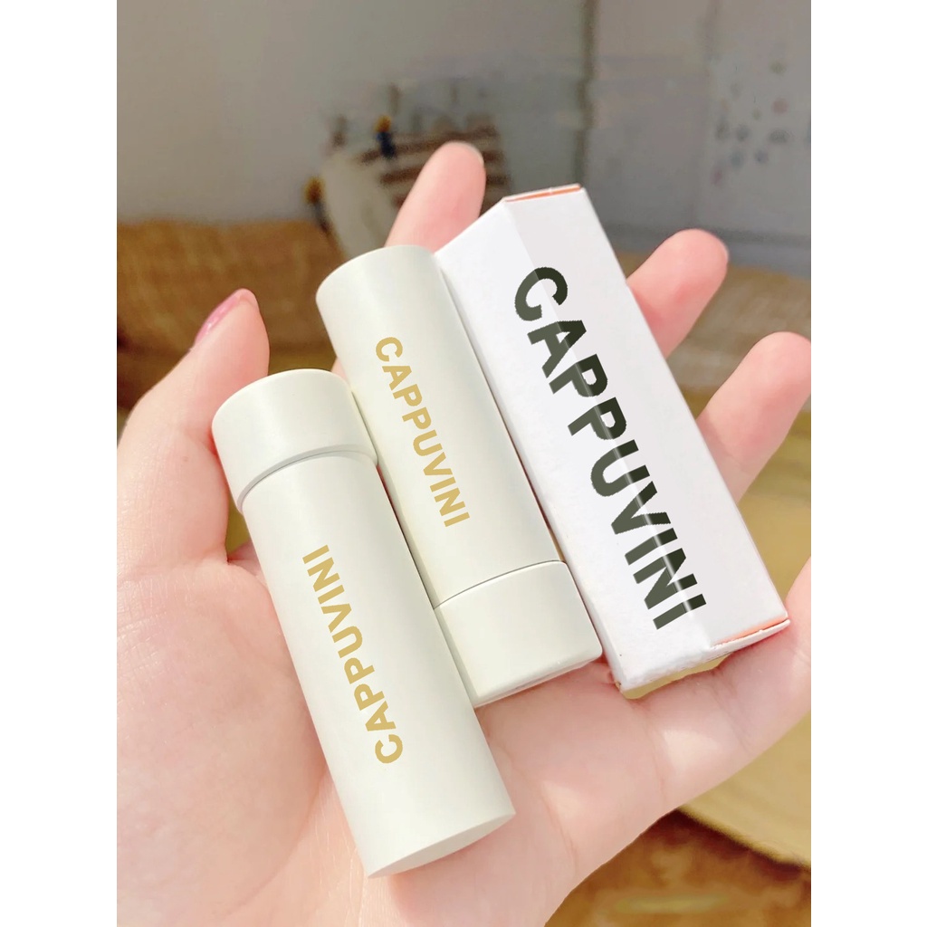 [Hàng mới về] Son dưỡng môi Cappuvini chiết xuất từ sữa đào giảm nếp nhăn môi dưỡng ẩm