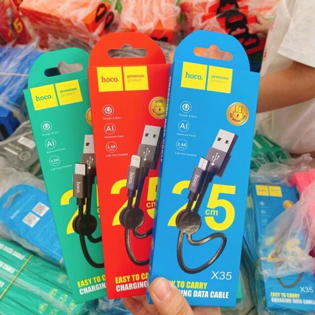 Cáp sạc nhanh 25cm Hoco X35 cổng Micro chính hãng