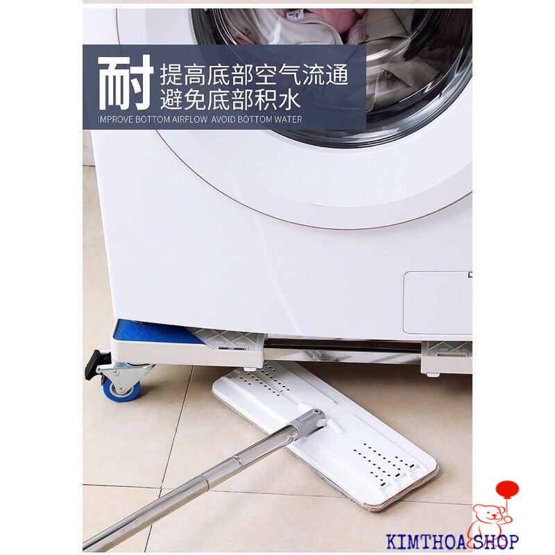 Chân kê máy giặt, tủ lạnh chống rung lắc có bánh xe và chân trợ lực