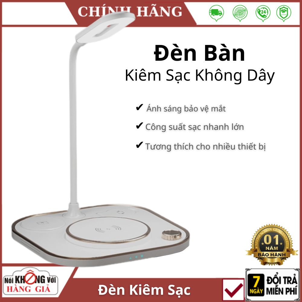 Đèn ngủ kiêm đế sạc không dây đa năng Lamp X3 dành cho điện thoại  , đồng hồ , tai nghe cao cấp để bàn - bảo hành 1 năm