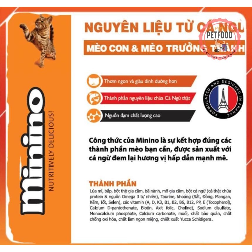 Thức ăn cho mèo con &amp; mèo trưởng thành vị cá ngừ Minino Tuna Flavored 1,3kg