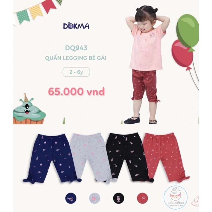 DQ943 Quần legging bé gái họa tiết Dokma (2-6T)