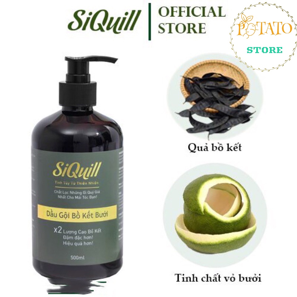 Dầu Gội Bồ Kết Bưởi Siquill ⚡𝑪𝒉𝒊́𝒏𝒉 𝑯𝒂̃𝒏𝒈 100%⚡ Loại Bỏ Gàu Làm Sạch Sâu Kiềm Dầu 300ml