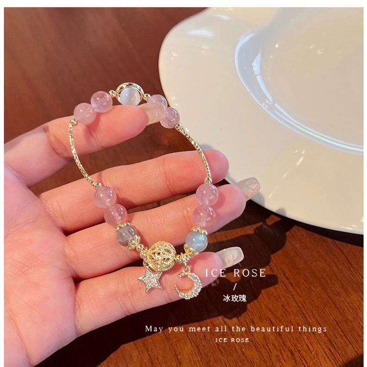 Vòng Tay Chuỗi Hạt Pha Lê Đính Mặt Trăng Ngôi Sao Xinh Xắn Cho Nữ